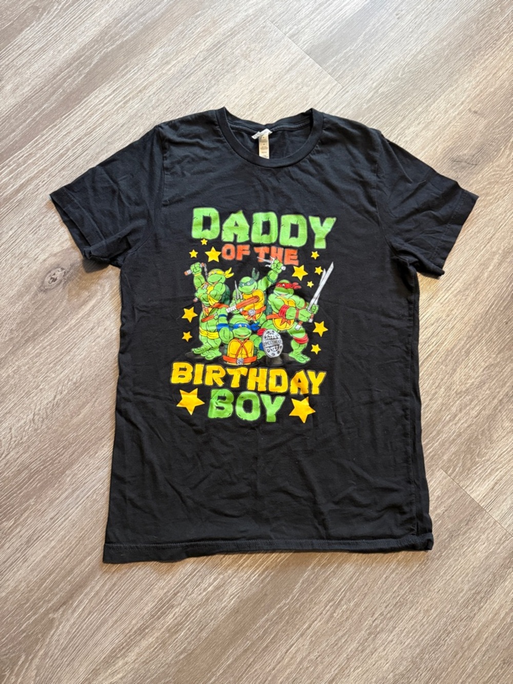 Ninja turtle graphic daddy of the birthday boy Black Short Sleeve Tee